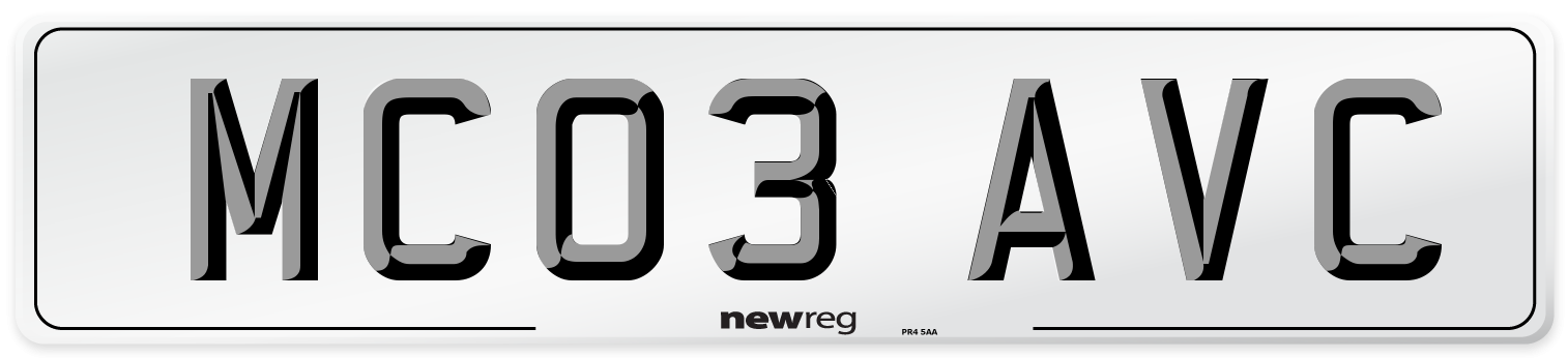 MC03 AVC Number Plate from New Reg